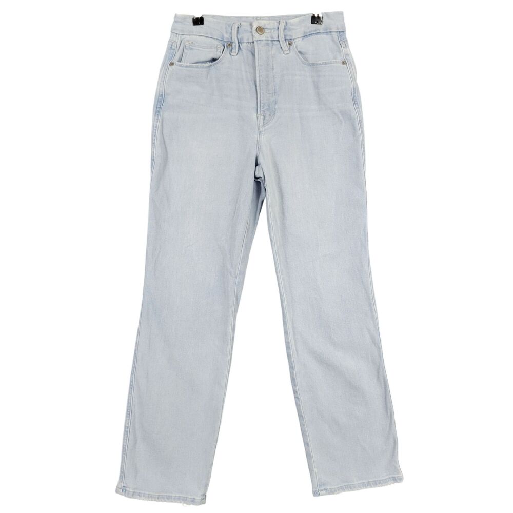 GOOD AMERICAN GCST014T Good Curve Straight Light Wash Denim Blue Jeans SIZE 4 27